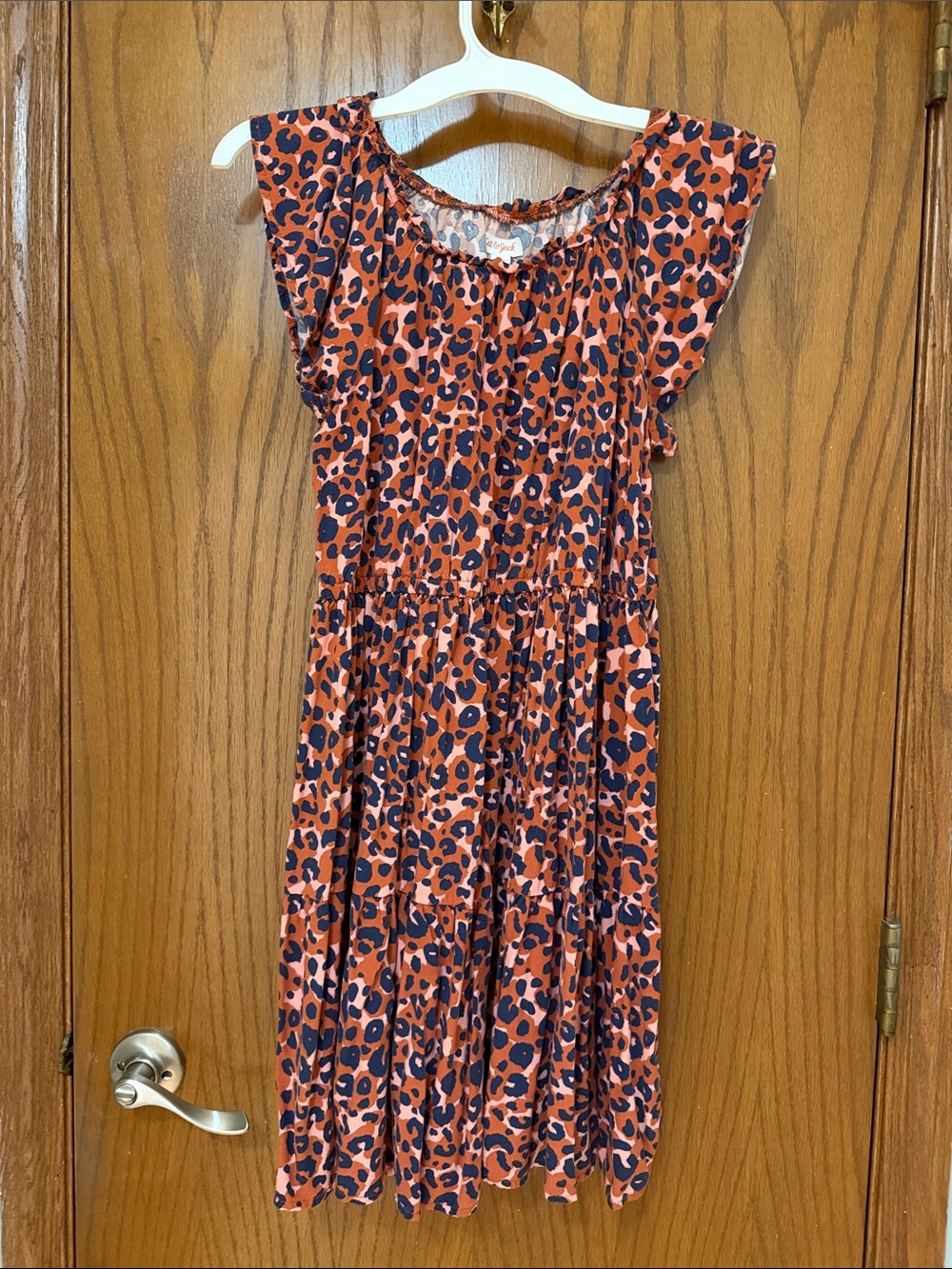 Cat & Jack Orange and Navy Leopard Print Casual Girls Dress